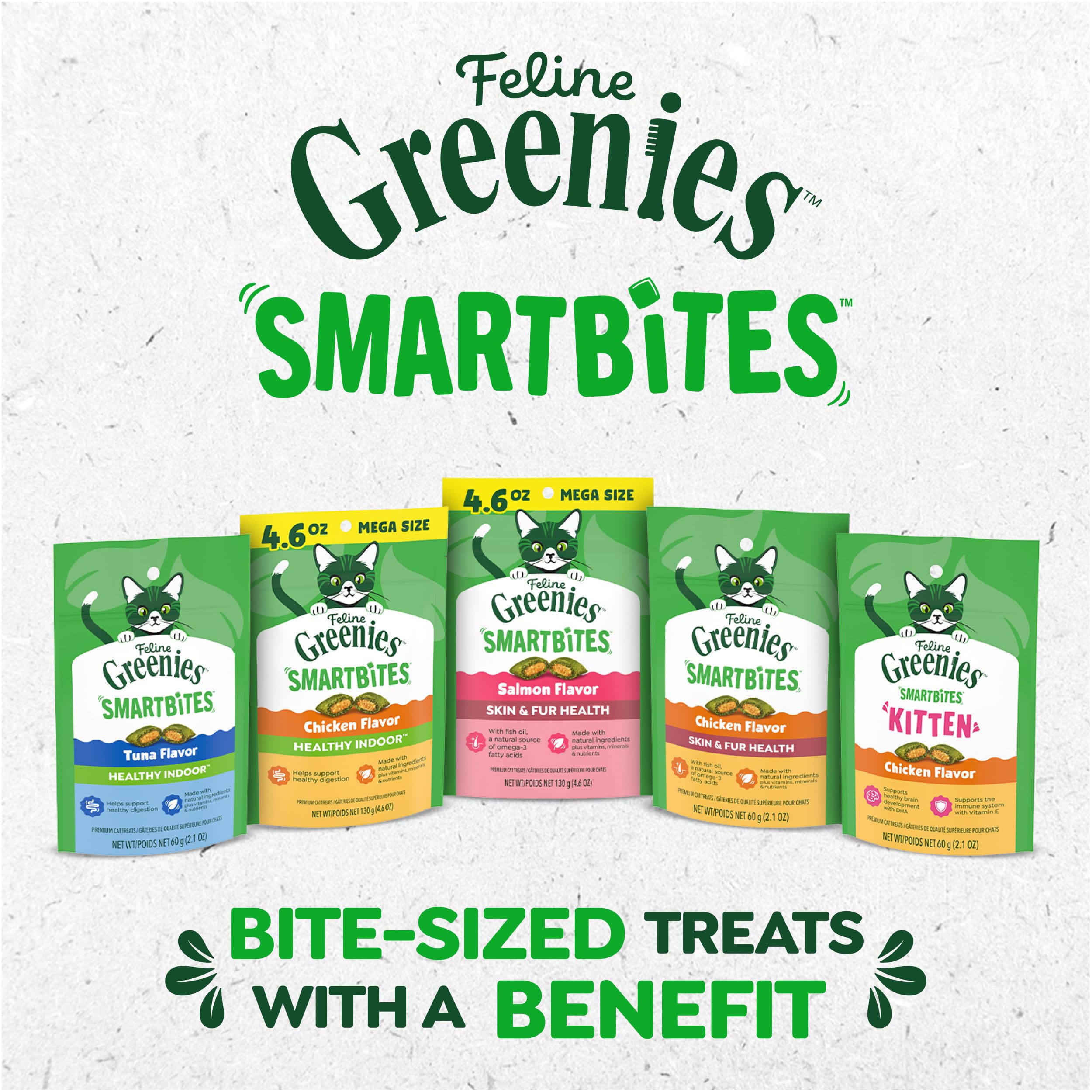 Greenies Cat Treats, Feline Smartbites, Skin & Fur Health, Crunchy and Soft Cat Treats, Salmon Flavor, 2.1 oz. Pack - Image 8