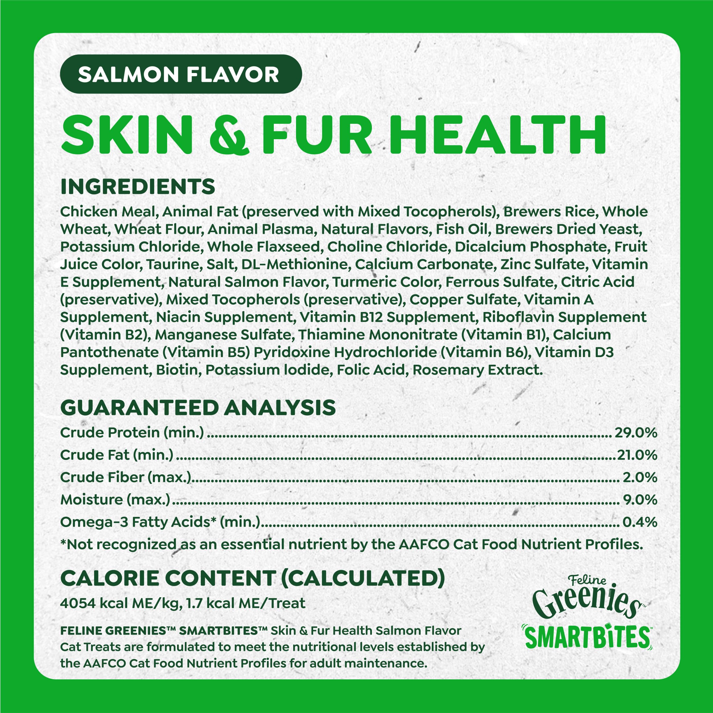 Greenies Cat Treats, Feline Smartbites, Skin & Fur Health, Crunchy and Soft Cat Treats, Salmon Flavor, 2.1 oz. Pack - Image 9
