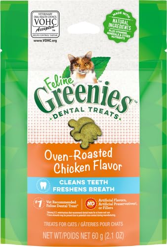 Greenies Cat Treats, Feline Veterinarian-Recommended Adult Natural Dental Cat Treats, Oven Roasted Chicken Flavor, 2.1 oz. Pouch - Image 5