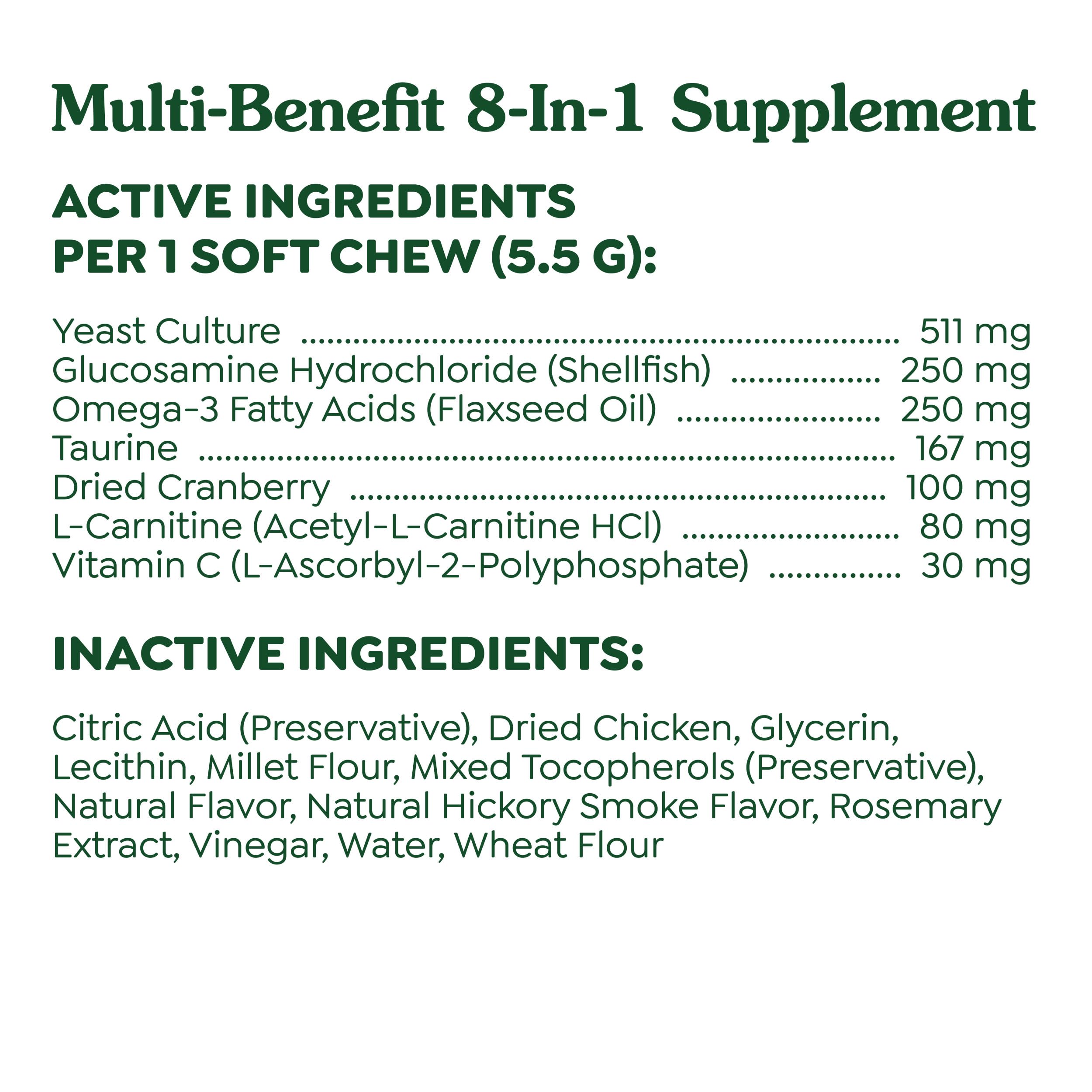 Greenies Dog Supplements 8-in-1 Multi-Benefit Dog Vitamins and Supplements Chicken Flavor, 15.5 oz. Container, 80 Count - Image 6