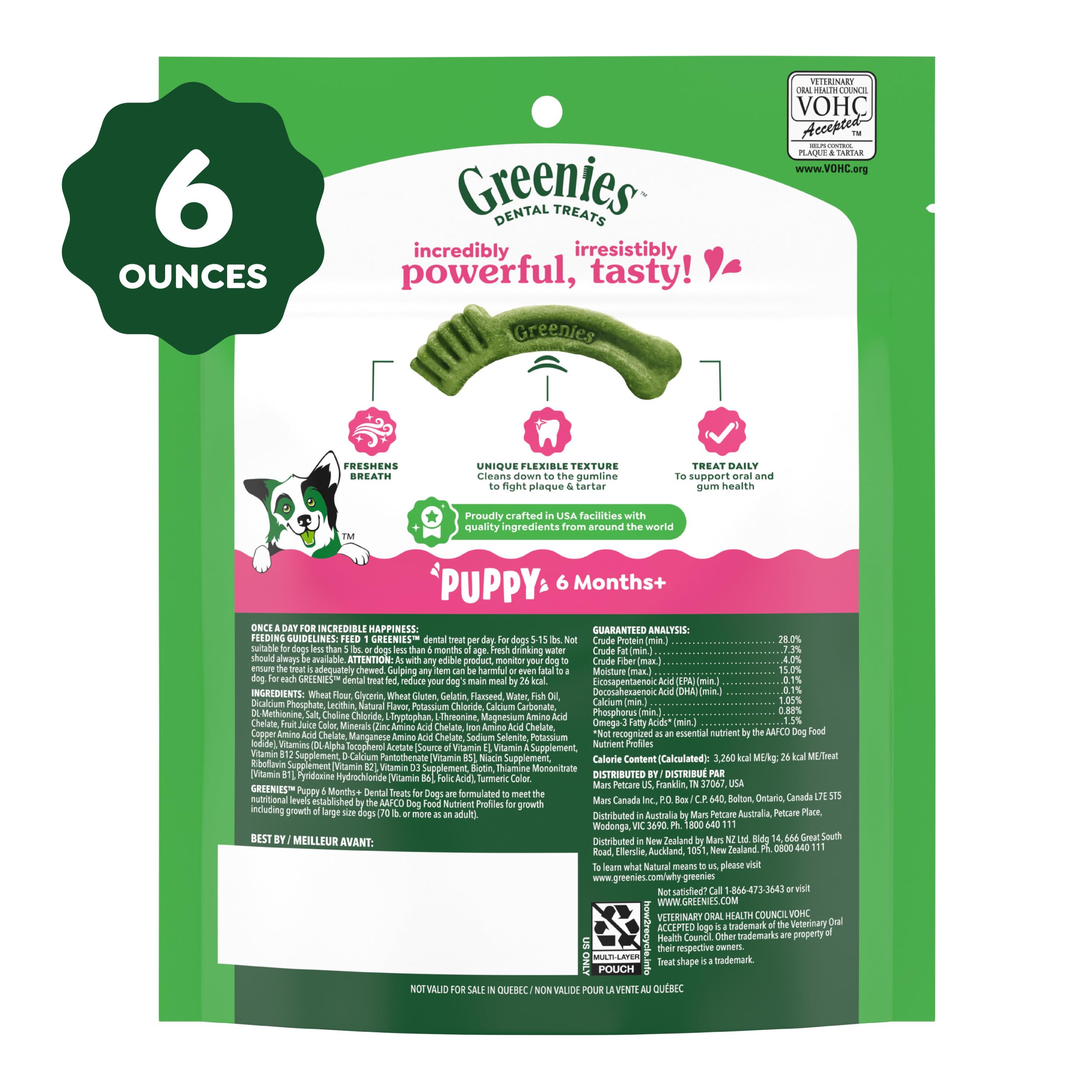 Greenies Dog Treats Veterinarian-Recommended Natural Dental Puppy Treats Teenie Size, 6 oz. Pack, 22 Count - Image 10