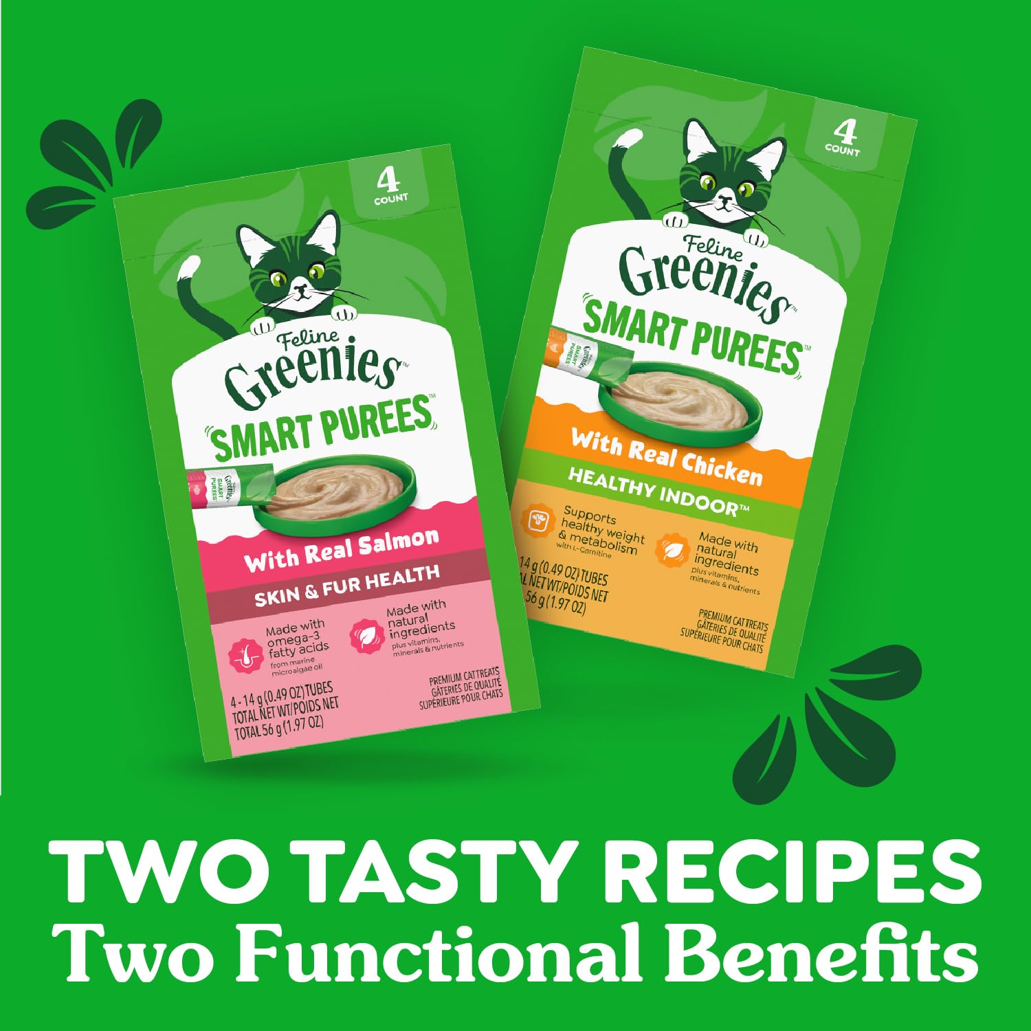 Greenies Feline Smart Purees Skin & Fur Health Lickable Cat Treats with Real Salmon, 0.49 oz. Tubes, 20 Count - Image 8