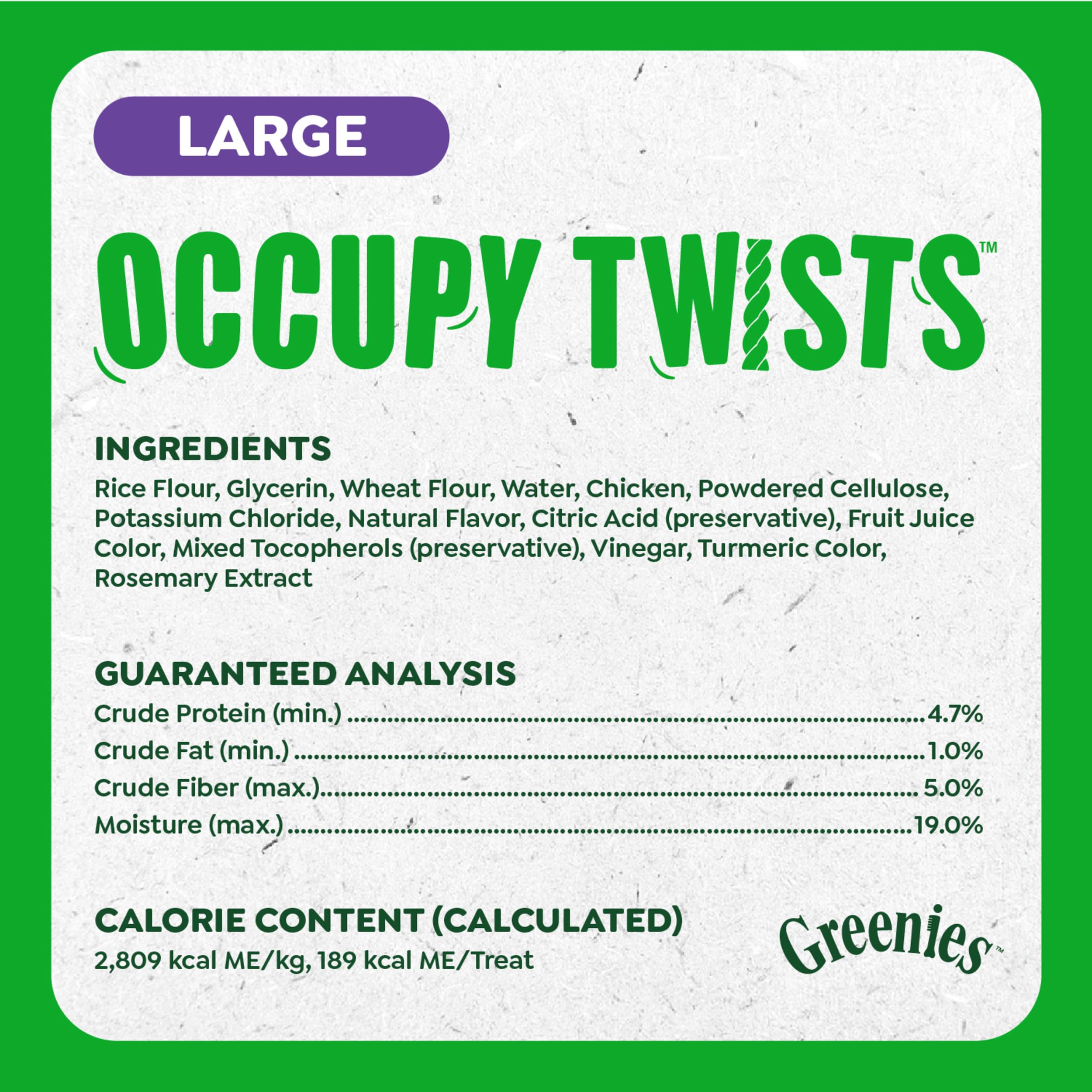 Greenies Occupy Twists Natural Dog Treats Large Breed Size Dog Chews Long Lasting Chicken Flavor, 8.55 oz. Pack, 4 Count - Image 5