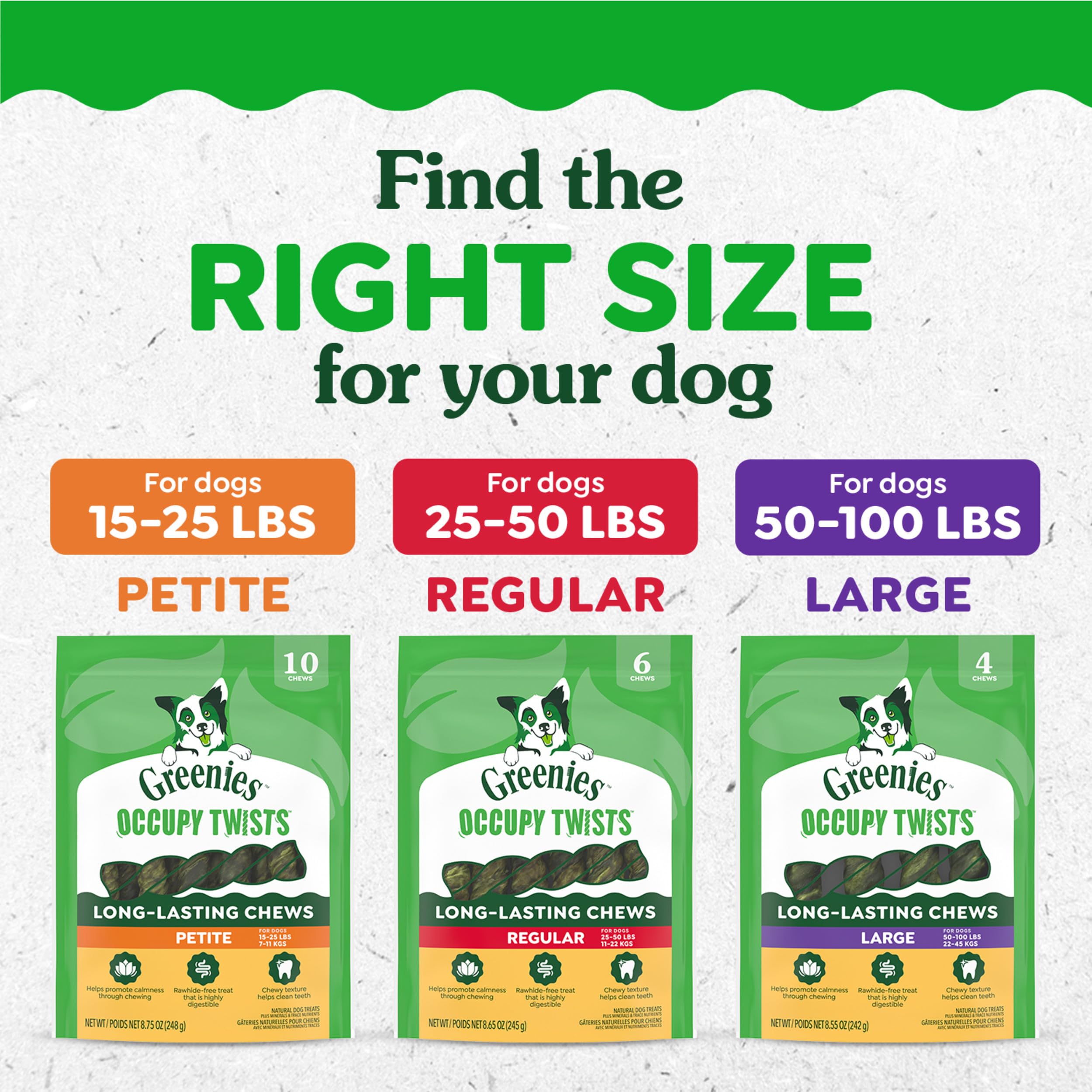 Greenies Occupy Twists Natural Dog Treats Large Breed Size Dog Chews Long Lasting Chicken Flavor, 8.55 oz. Pack, 4 Count - Image 8