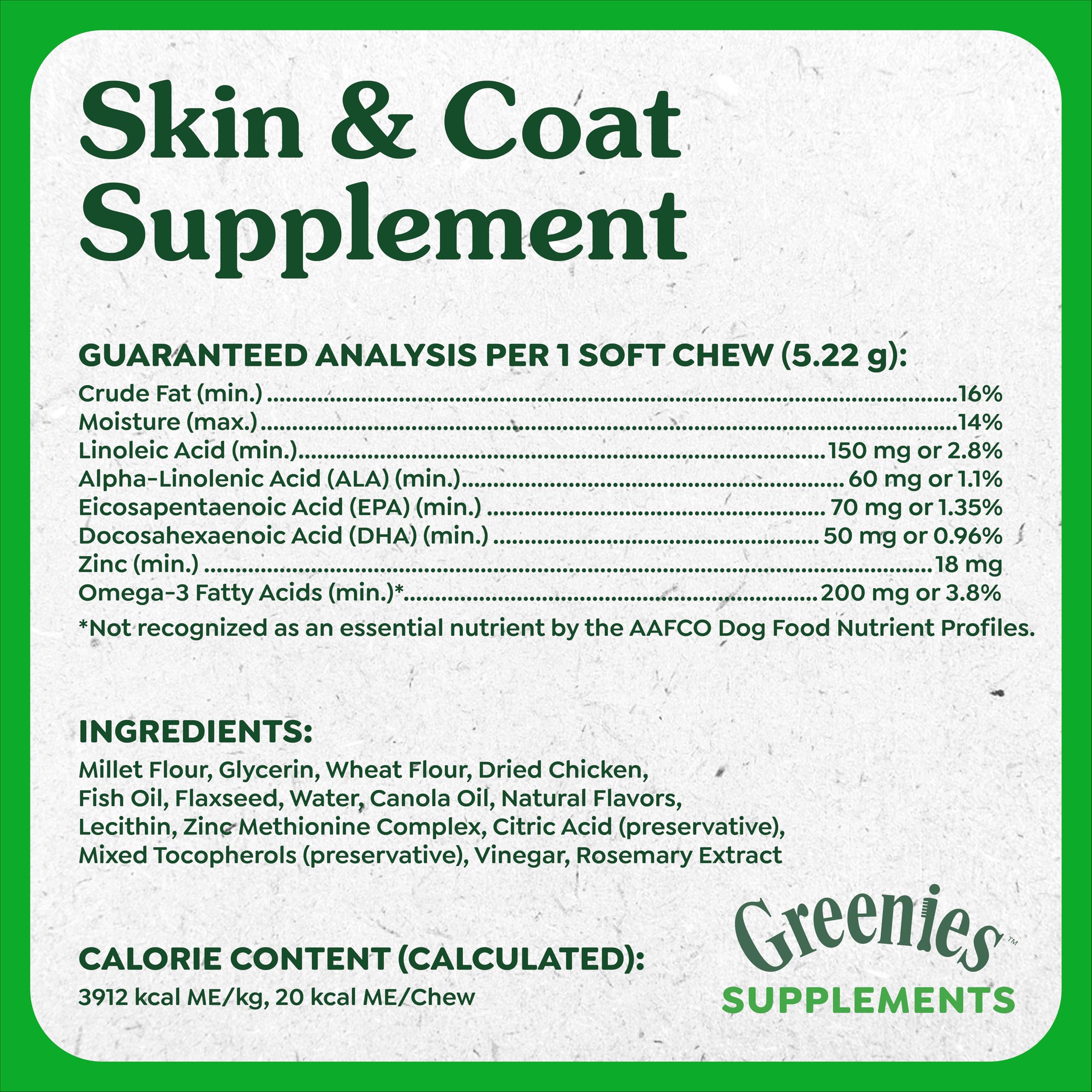 Greenies Supplements Dog Skin and Coat Supplements with Omega 3 Fatty Acids & Fish Oil for Dogs, Chicken Flavor, 14.7 oz, 80 Count - Image 5