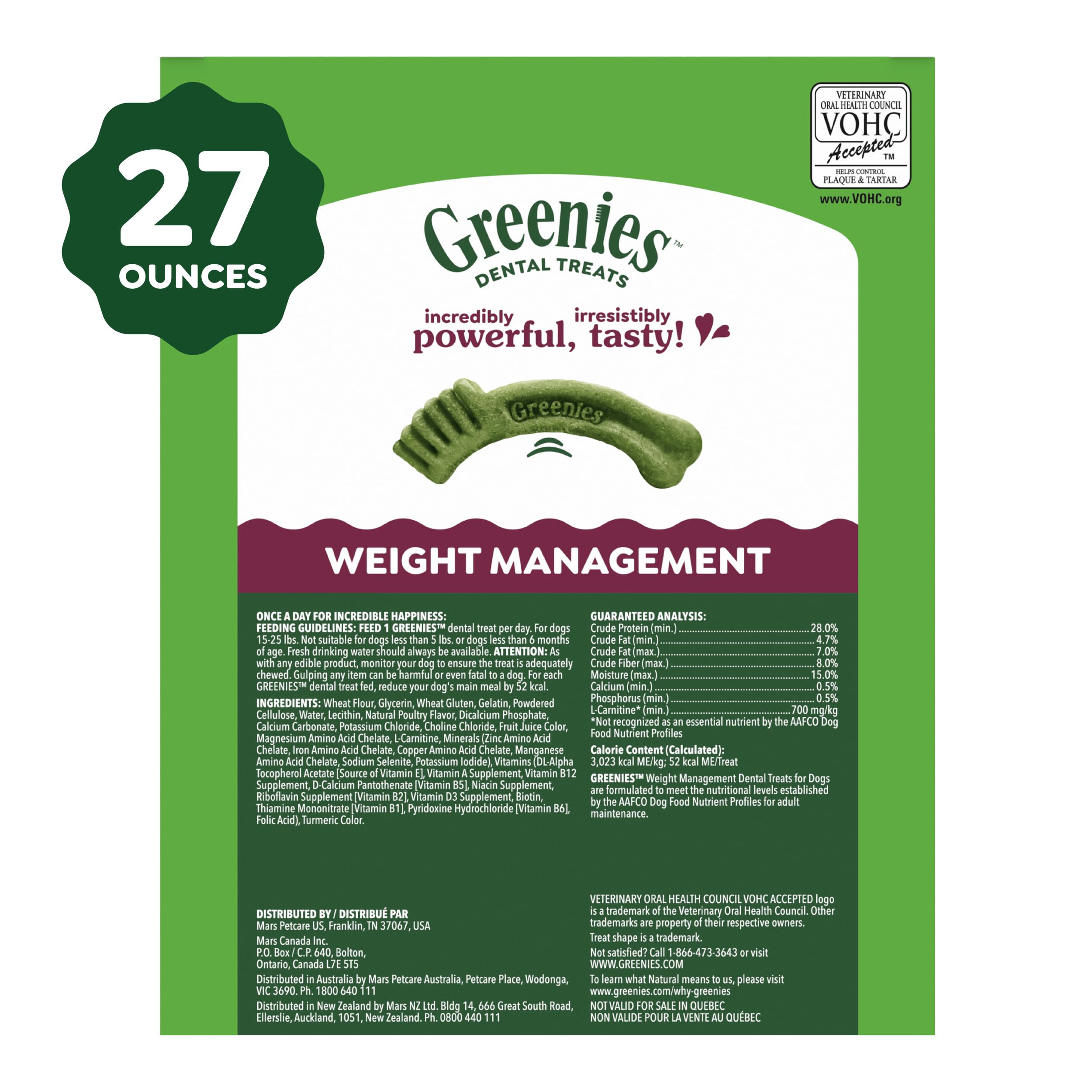 Greenies Veterinarian-Recommended Adult Natural Dental Dog Treats Petite Size, Weight Management Dog Dental Chews, 27 oz. Pack, 45 Count - Image 10